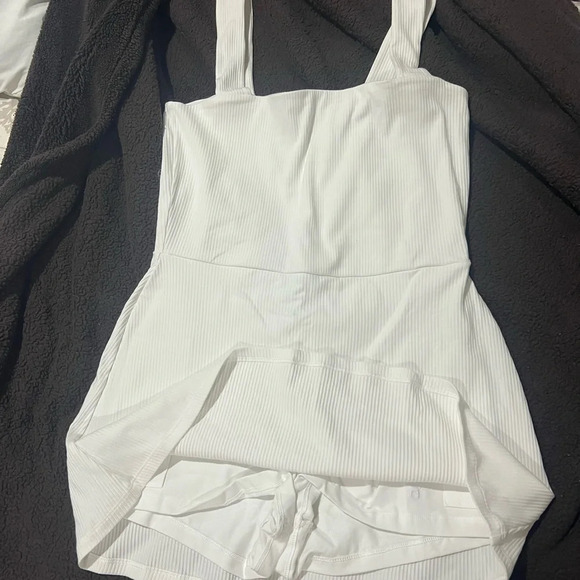 NWT White Rib Square Neck Active Dress with shorts Size xl PINK/Victorias Secret - Picture 6 of 7